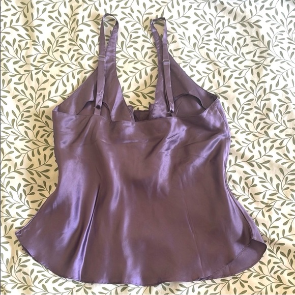 100% silk La Senza Vintage Lilac Lavender mauve purple pajama cami shorts sleep - Picture 4 of 7